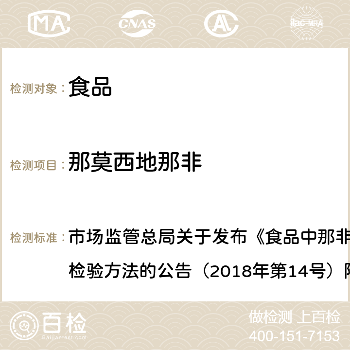 那莫西地那非 食品中那非类物质的测定 市场监管总局关于发布《食品中那非类物质的测定》食品补充检验方法的公告（2018年第14号）附件 BJS201805