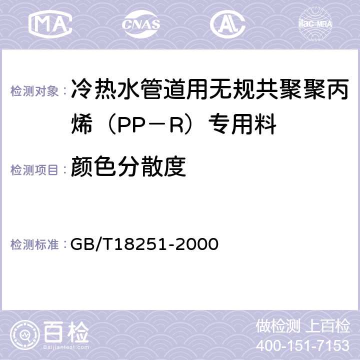 颜色分散度 聚烯烃管材、管件和混配料中颜料或炭黑分散的测定方法 GB/T18251-2000 4.5