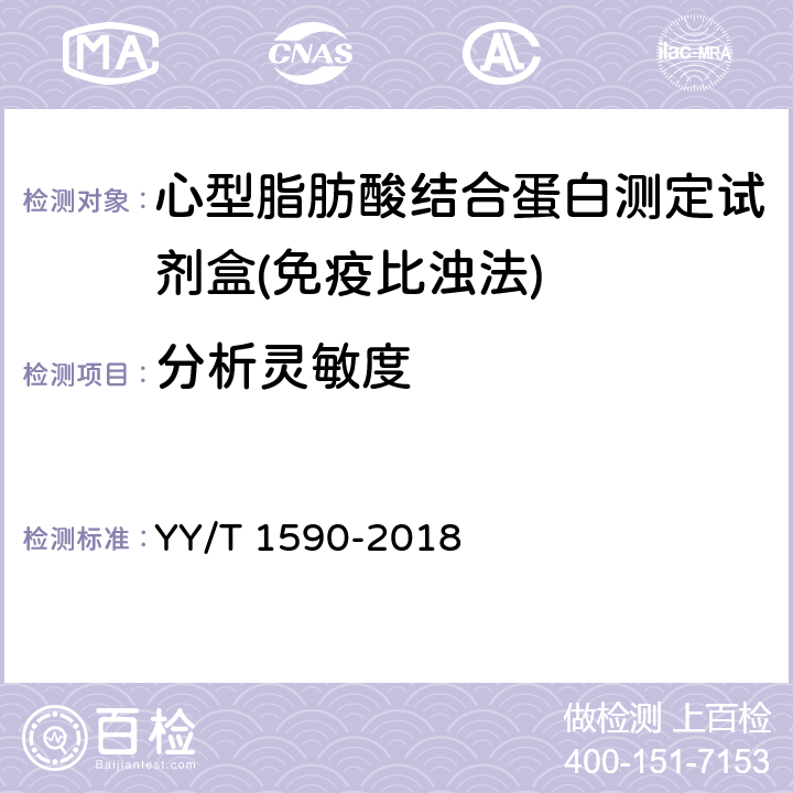 分析灵敏度 心型脂肪酸结合蛋白测定试剂盒(免疫比浊法) YY/T 1590-2018 3.4