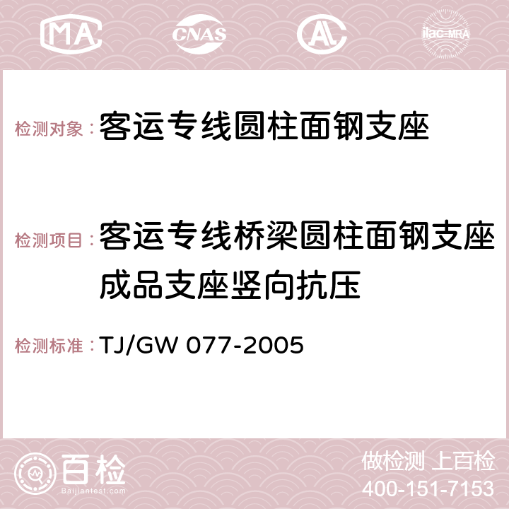 客运专线桥梁圆柱面钢支座成品支座竖向抗压 客运专线桥梁圆柱面钢支座暂行技术条件 TJ/GW 077-2005 附录B