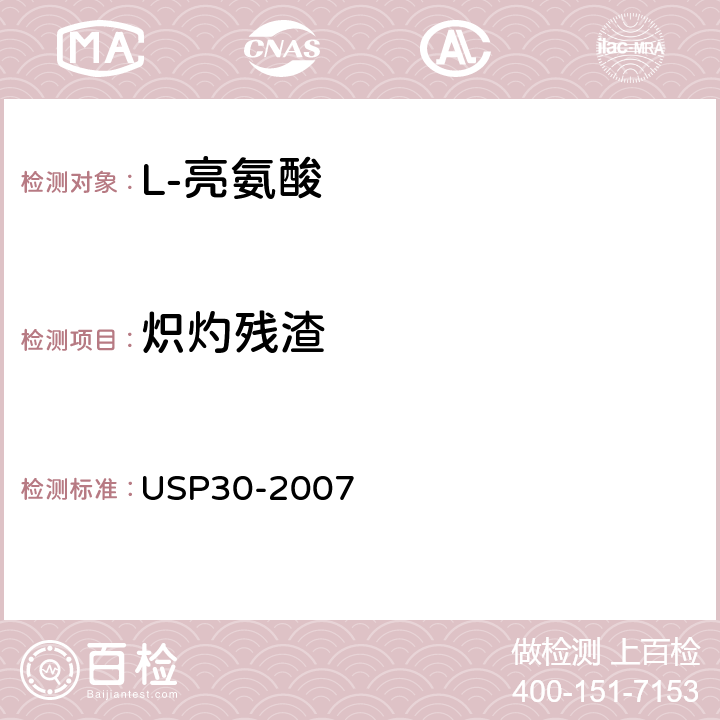 炽灼残渣 美国药典 USP30-2007 L-亮氨酸