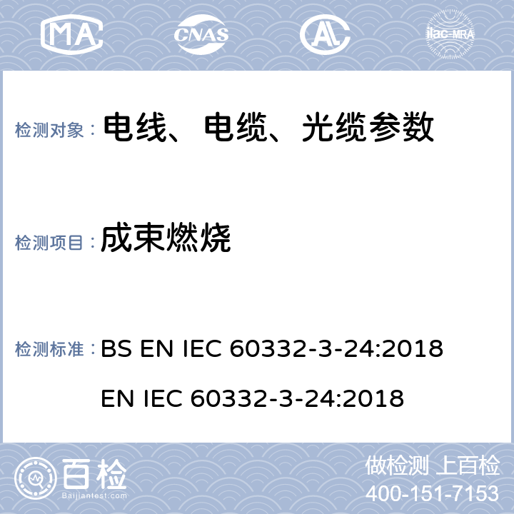 成束燃烧 电缆和光缆在火焰条件下的燃烧试验 第3-24部分：垂直安装的成束电线电缆火焰垂直蔓延试验C类 BS EN IEC 60332-3-24:2018 EN IEC 60332-3-24:2018