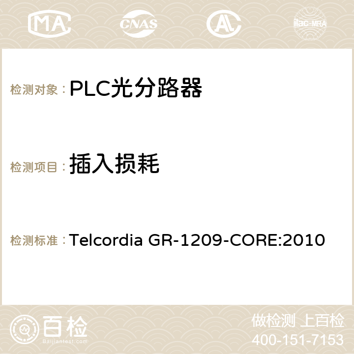 插入损耗 光无源器件总规范 Telcordia GR-1209-CORE:2010 4.2