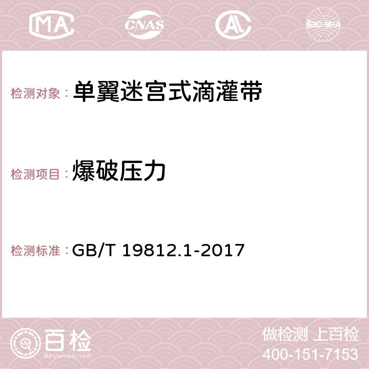 爆破压力 塑料节水灌溉器材 单翼迷宫式滴灌带 GB/T 19812.1-2017 8.8