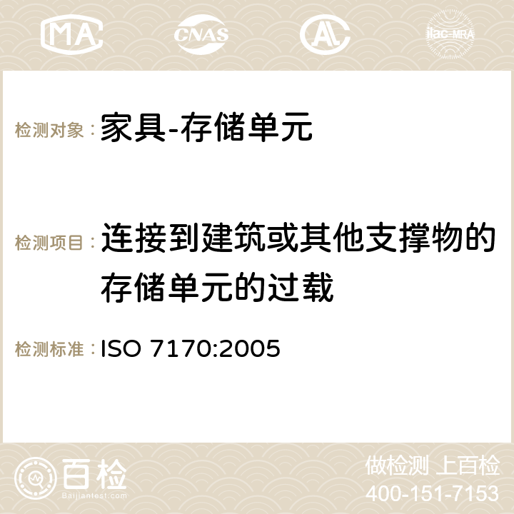 连接到建筑或其他支撑物的存储单元的过载 家具 存储单元 强度和耐久性的测定 ISO 7170:2005 8.1.3