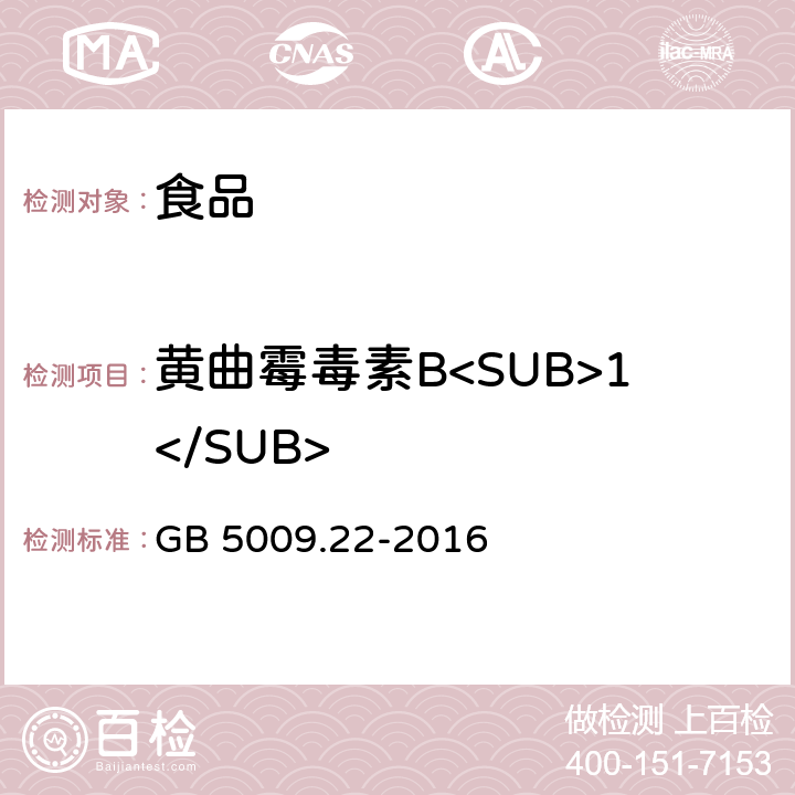 黄曲霉毒素B<SUB>1</SUB> 食品安全国家标准 食品中黄曲霉毒素B族和G族的测定 GB 5009.22-2016