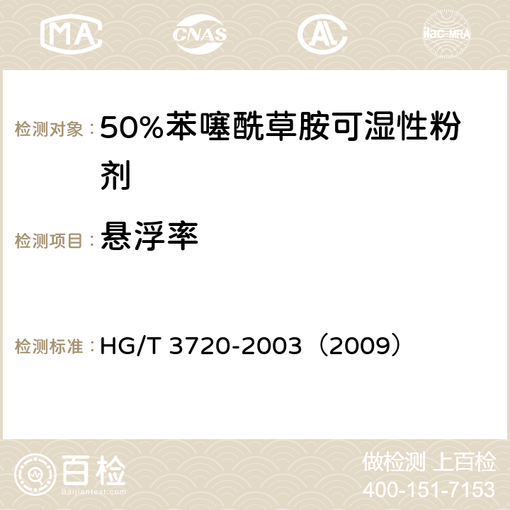 悬浮率 50%苯噻酰草胺可湿性粉剂 HG/T 3720-2003（2009） 4.6