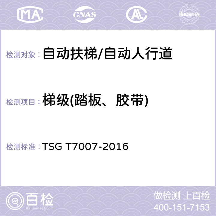梯级(踏板、胶带) 电梯型式试验规则 TSG T7007-2016