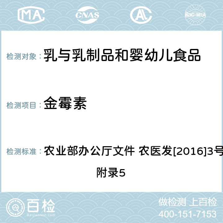 金霉素 农业部办公厅文件 农医发[2016]3号                        附录5 牛奶中四环素类药物残留检测-超高效液相色谱-串联质谱法 农业部办公厅文件 农医发[2016]3号 附录5