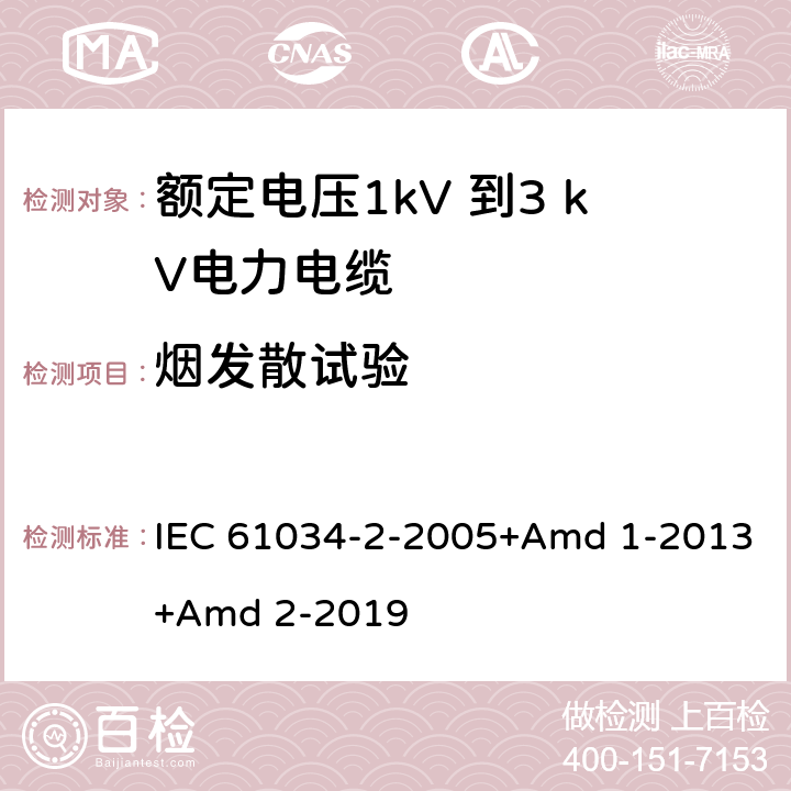 烟发散试验 IEC 61034-2-2005 电缆在特定条件下燃烧的烟密度测定 第2部分:试验步骤和要求