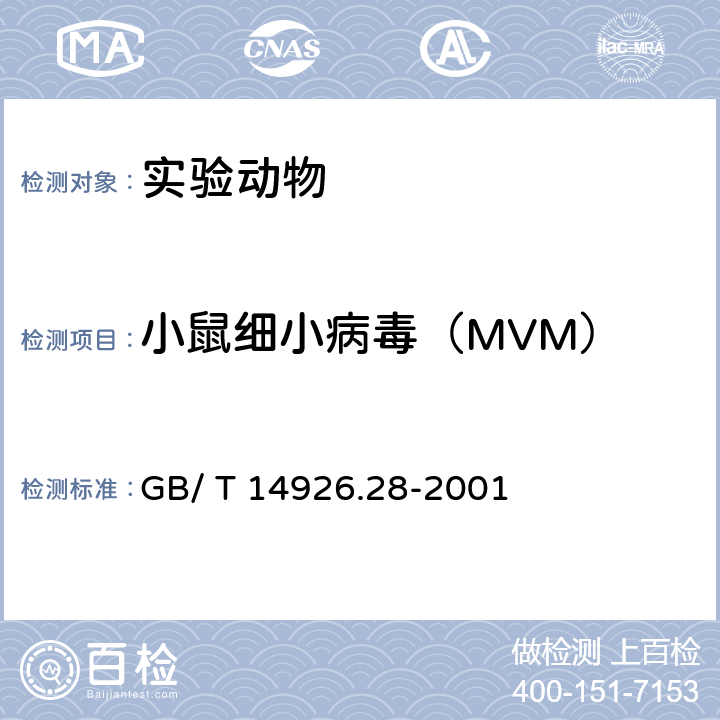 小鼠细小病毒（MVM） 实验动物小鼠细小病毒检测方法 GB/ T 14926.28-2001