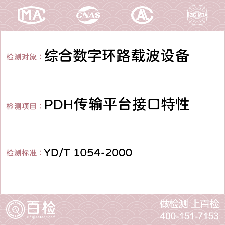 PDH传输平台接口特性 接入网技术要求 – 综合数字环路载波（IDLC） YD/T 1054-2000 12.1