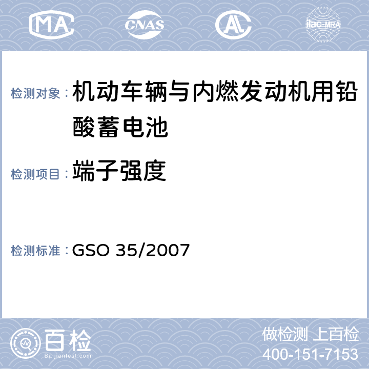 端子强度 GSO 35 机动车辆与内燃发动机用铅酸蓄电池 测试方法 /2007 21