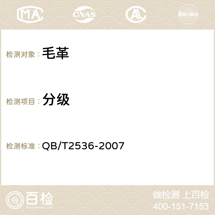 分级 QB/T 2536-2007 毛革