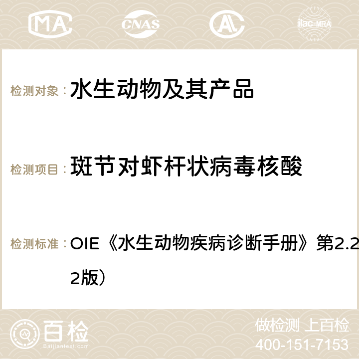 斑节对虾杆状病毒核酸 斑节对虾杆状病毒 OIE《水生动物疾病诊断手册》第2.2.10章（2012版） 4.3.1.2.3.4