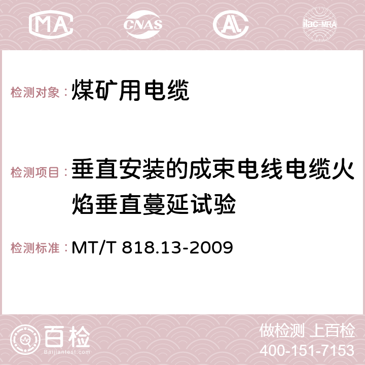 垂直安装的成束电线电缆火焰垂直蔓延试验 煤矿用电缆 第13部分：额定电压8.7/10kV及以下煤矿用交联聚乙烯绝缘电力电缆 MT/T 818.13-2009 表4