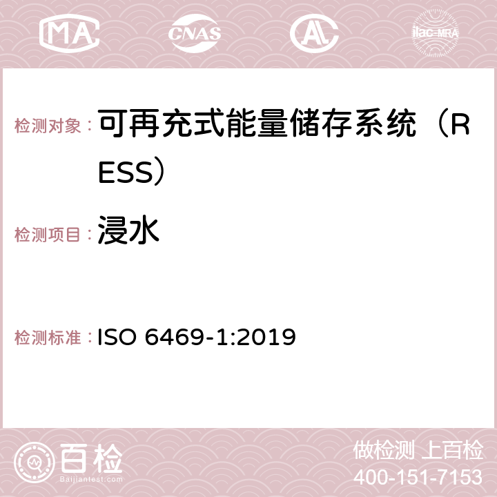 浸水 电动道路车辆-安全规范-第1部分：可再充式能量储存系统（RESS） ISO 6469-1:2019 6.4.2