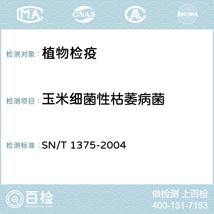 玉米细菌性枯萎病菌 玉米细菌性枯萎病菌检疫鉴定方法 SN/T 1375-2004