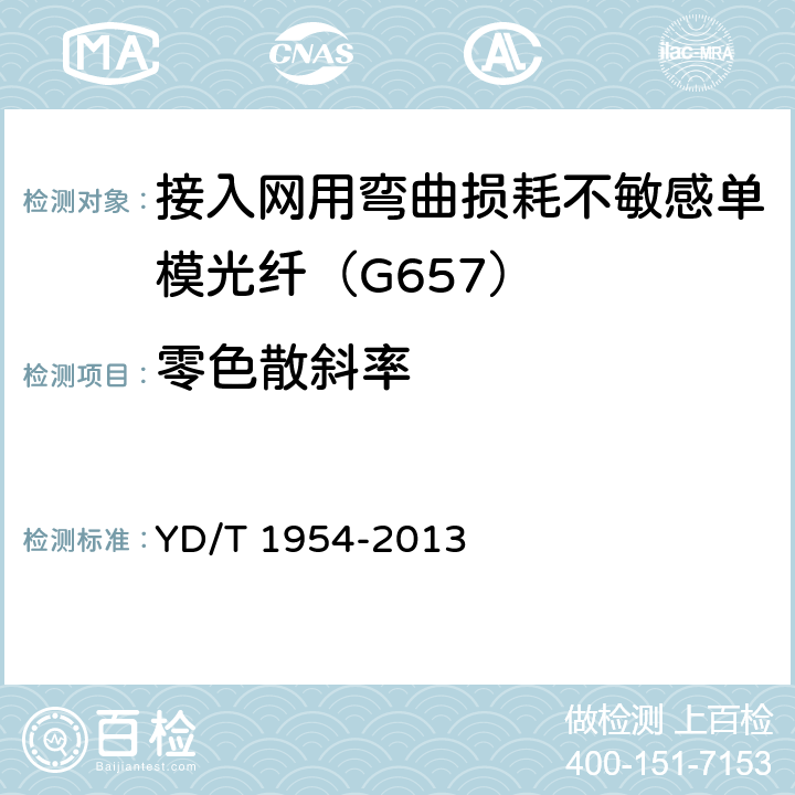 零色散斜率 接入网用弯曲损耗不敏感单模光纤特性 YD/T 1954-2013 6.2.4