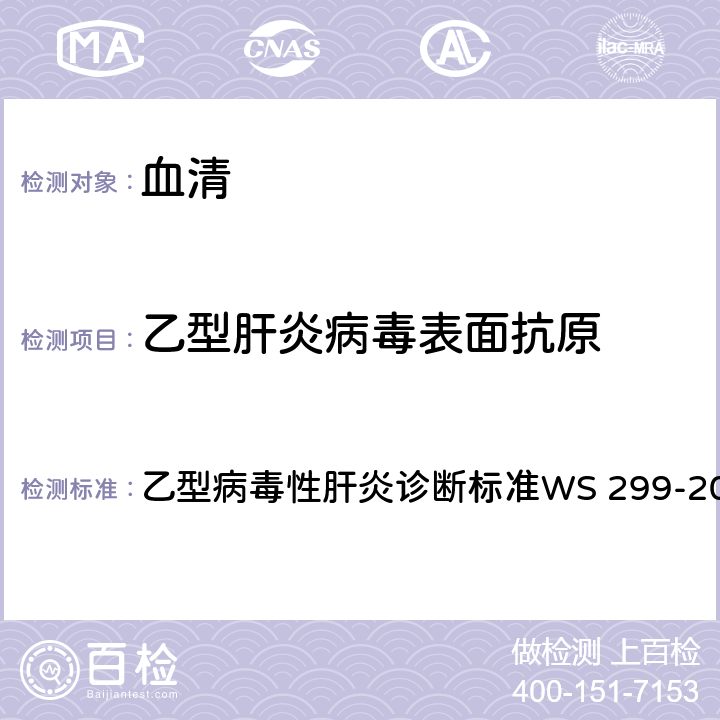 乙型肝炎病毒表面抗原 ELISA法 乙型病毒性肝炎診斷標準WS 299-2008 附錄A.1.1