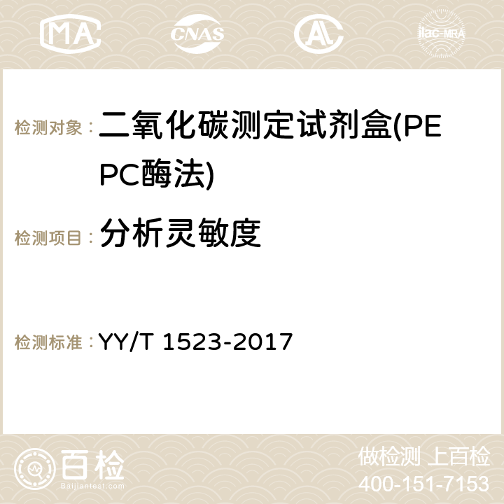 分析灵敏度 二氧化碳测定试剂盒(PEPC酶法) YY/T 1523-2017 3.4