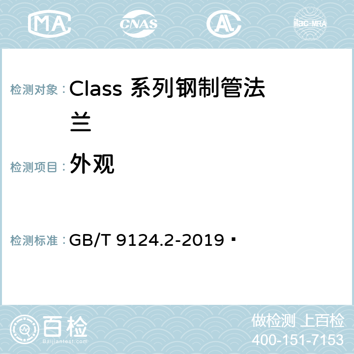 外观 GB/T 9124.2-2019 钢制管法兰 第2部分：Class 系列