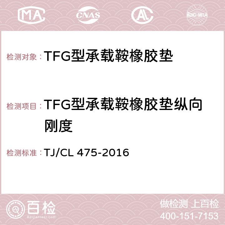 TFG型承载鞍橡胶垫纵向刚度 TJ/CL 475-2016 TFG型承载鞍橡胶垫技术条件  附录A