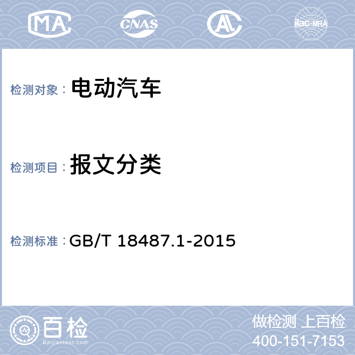 报文分类 电动汽车传导充电系统第1部分：通用要求 GB/T 18487.1-2015 表A.6,B.5