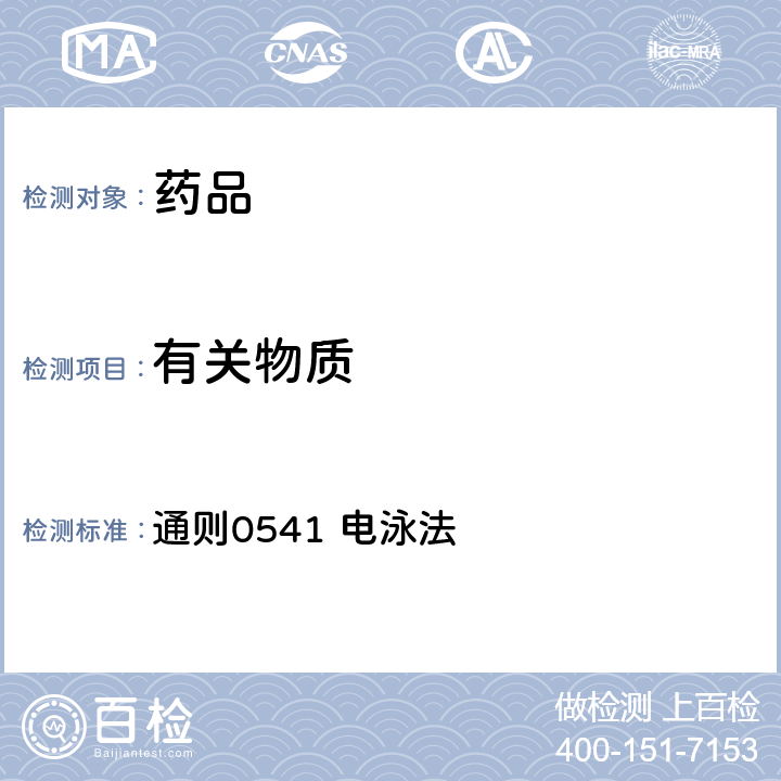 有关物质 中国药典2020年版四部 通则0541 电泳法