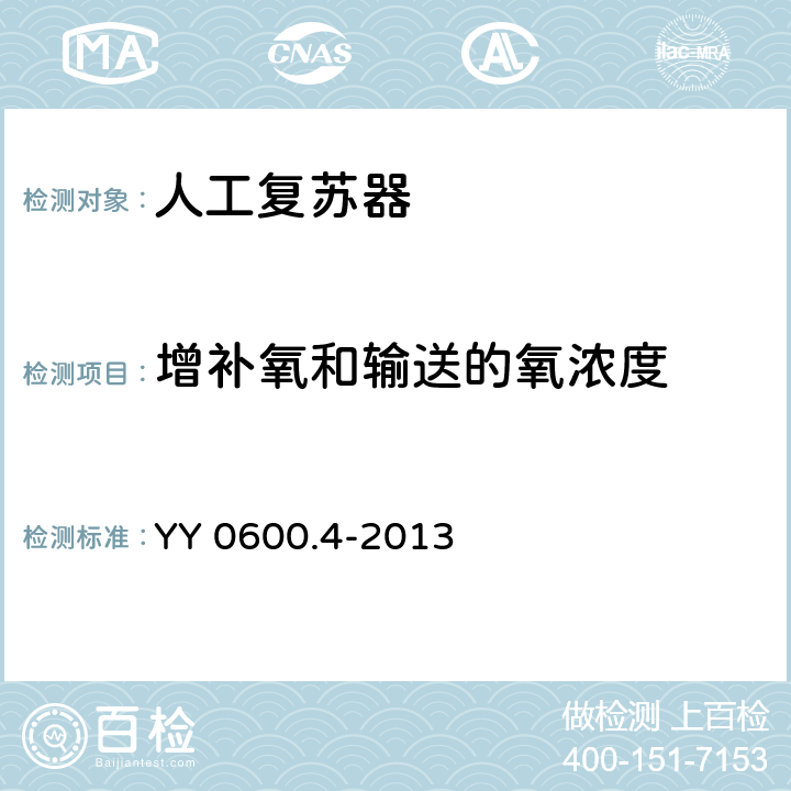 增补氧和输送的氧浓度 医用呼吸机 基本安全和主要性能专用要求 第4部分:人工复苏器 YY 0600.4-2013 6.1