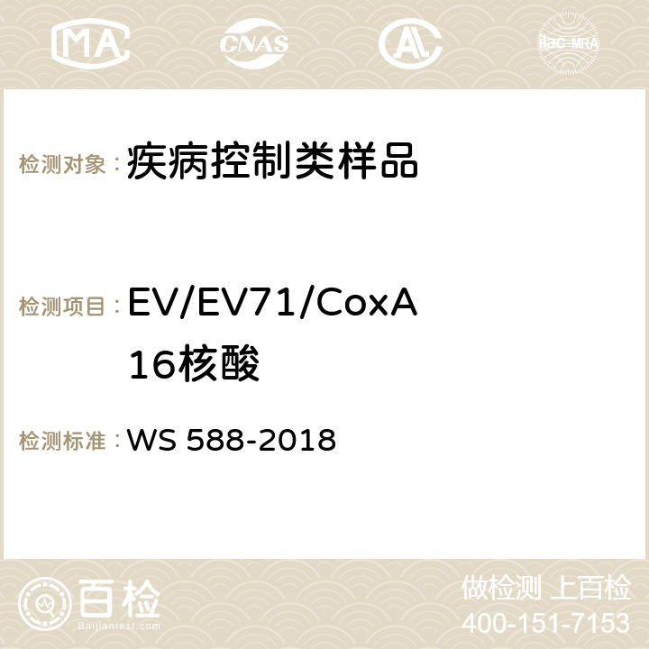 EV/EV71/CoxA16核酸 WS 588-2018 手足口病诊断