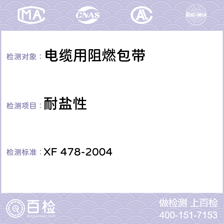 耐盐性 电缆用阻燃包带 XF 478-2004