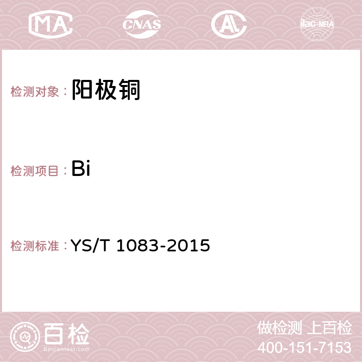 Bi YS/T 1083-2015 阳极铜