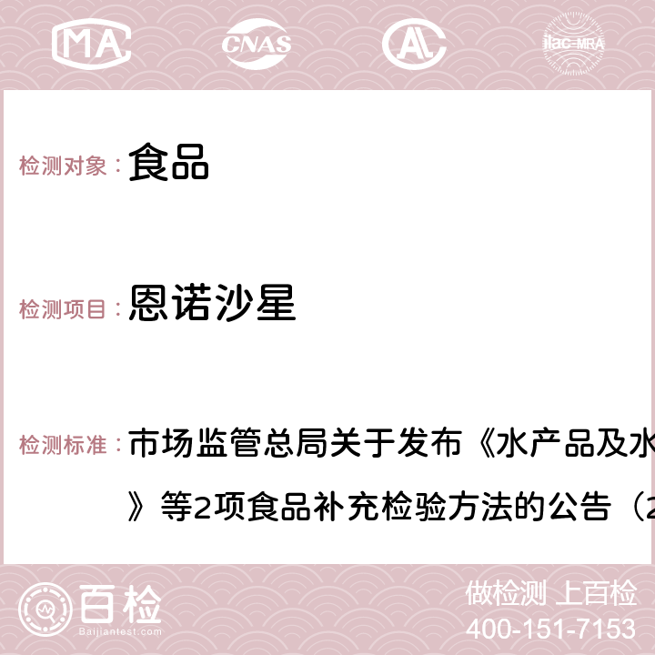 恩诺沙星 豆制品、火锅、麻辣烫等食品中喹诺酮类化合物的测定 市场监管总局关于发布《水产品及水中丁香酚类化合物的测定》等2项食品补充检验方法的公告（2019年第15号）附件2 BJS201909