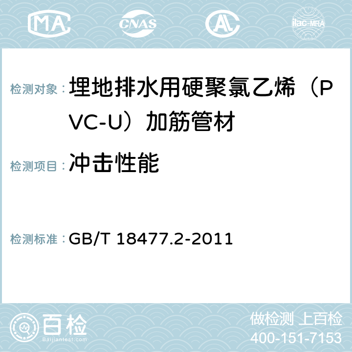 冲击性能 《埋地排水用硬聚氯乙烯(PVC-U)结构壁管道系统 第2部分:加筋管材》 GB/T 18477.2-2011 8.4.4