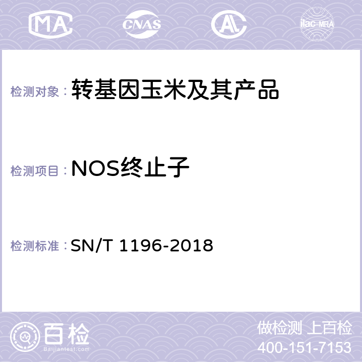 NOS终止子 转基因成分检测 玉米检测方法 SN/T 1196-2018