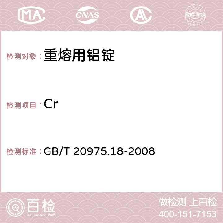 Cr 铝及铝合金化学分析方法 第18部分：铬含量的测定 GB/T 20975.18-2008