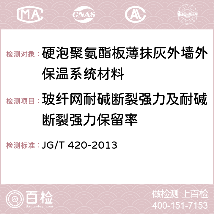 玻纤网耐碱断裂强力及耐碱断裂强力保留率 《硬泡聚氨酯板薄抹灰外墙外保温系统材料》 JG/T 420-2013 附录A