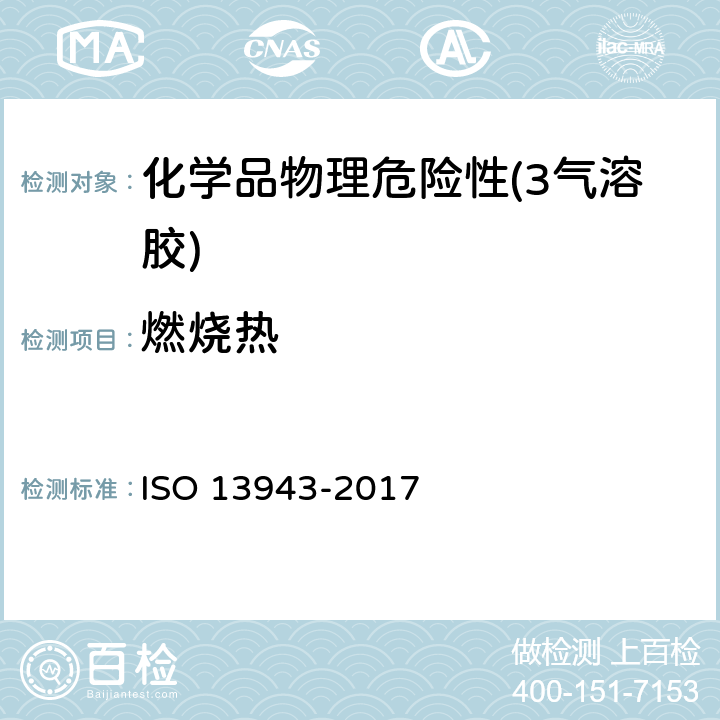 燃烧热 消防安全 术语 ISO 13943-2017