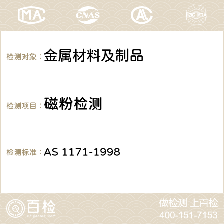 磁粉检测 无损检测 铁磁产品、部件和结构的磁粉检测 AS 1171-1998