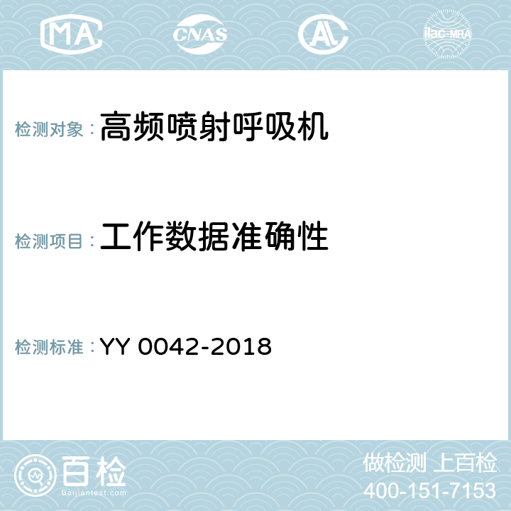工作数据准确性 YY 0042-2018 高频喷射呼吸机