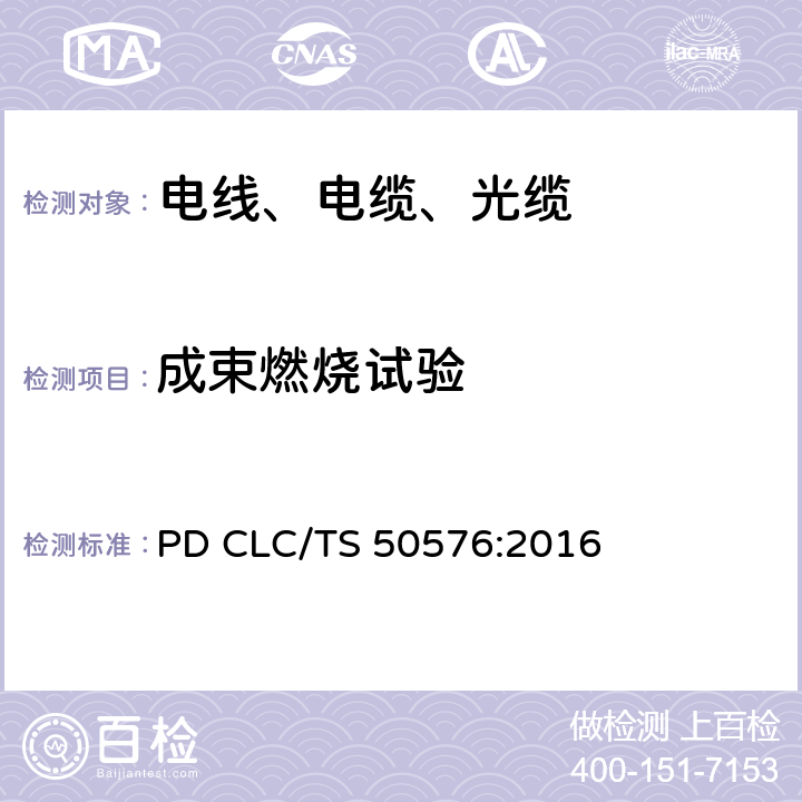 成束燃烧试验 电线电缆-测试结果的扩展应用 PD CLC/TS 50576:2016