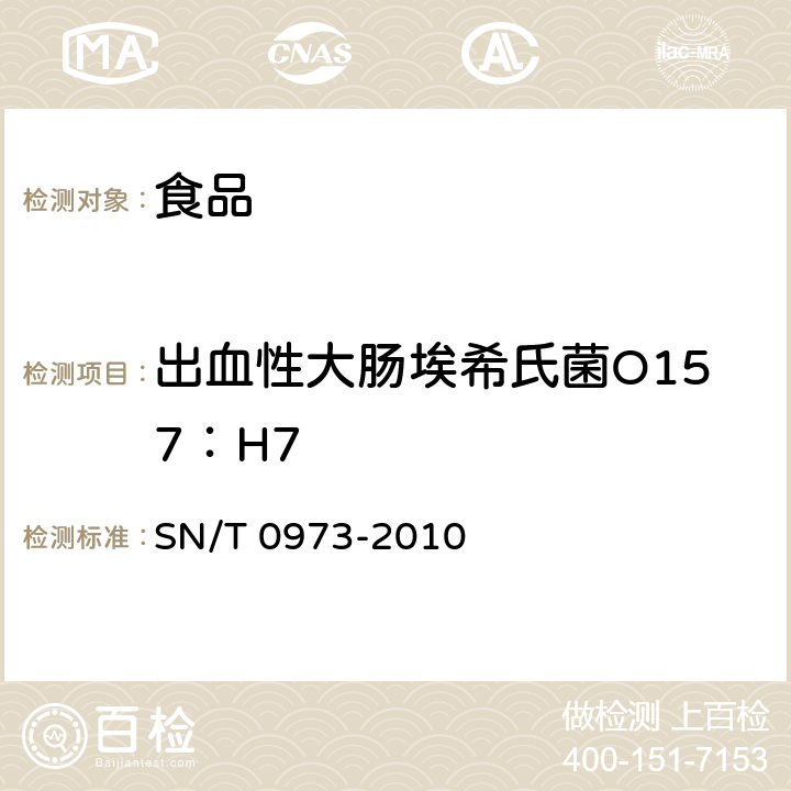 出血性大肠埃希氏菌O157：H7 进出口肉、肉制品及其他食品中肠出血性大肠杆菌O157：H7检测方法 SN/T 0973-2010