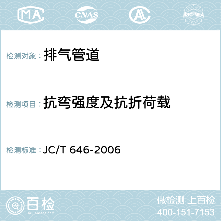 抗弯强度及抗折荷载 玻镁风管 JC/T 646-2006 附录C