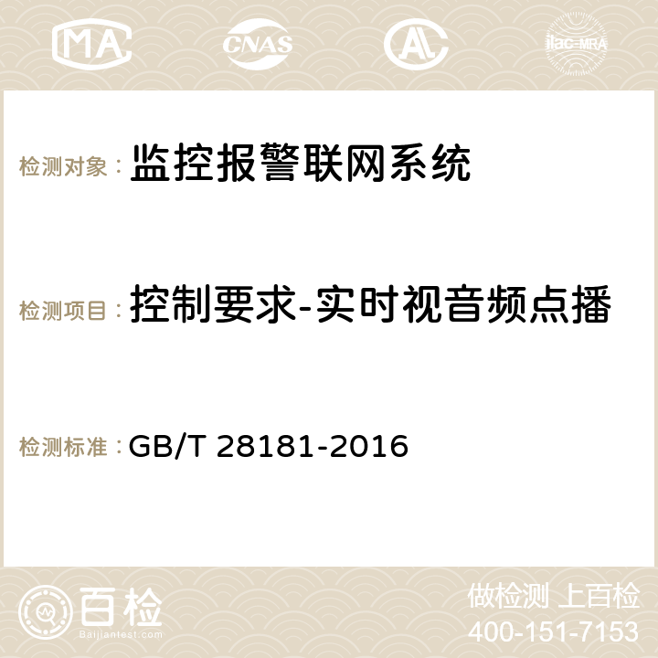 控制要求-实时视音频点播 公共安全视频监控联网系统信息传输、交换、控制技术要求 GB/T 28181-2016 7.2