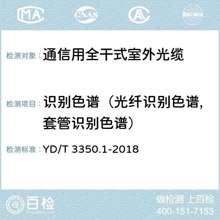 识别色谱（光纤识别色谱,套管识别色谱） 通信用全干式室外光缆 第2部分：层绞式 YD/T 3350.1-2018 表1,4.1.2.3.5