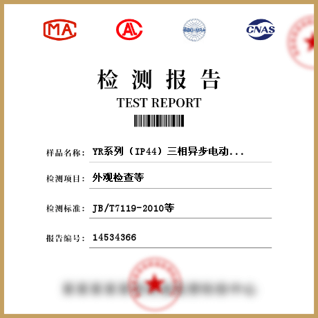 YR系列（IP44）三相异步电动机（机座号132～315）检测