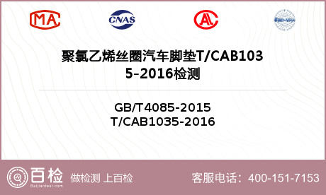 聚氯乙烯丝圈汽车脚垫T/CAB1035-2016检测