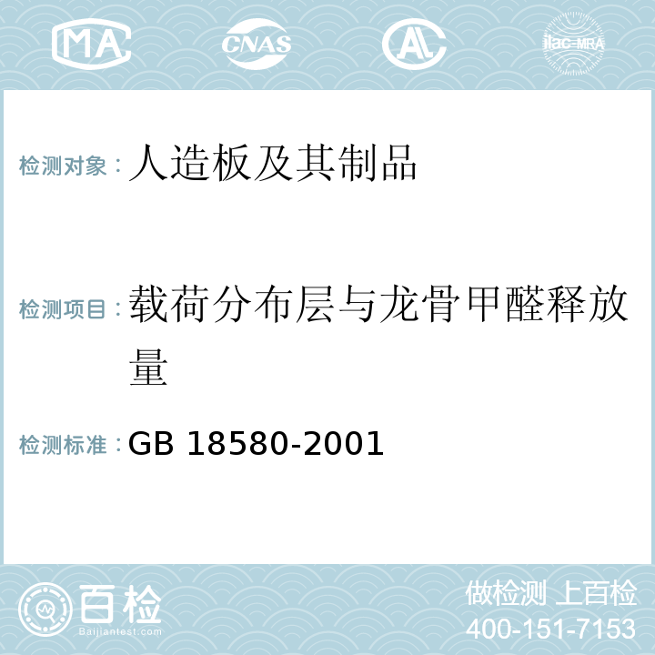 载荷分布层与龙骨甲醛释放量 GB 18580-2001 室内装饰装修材料 人造板及其制品中甲醛释放限量