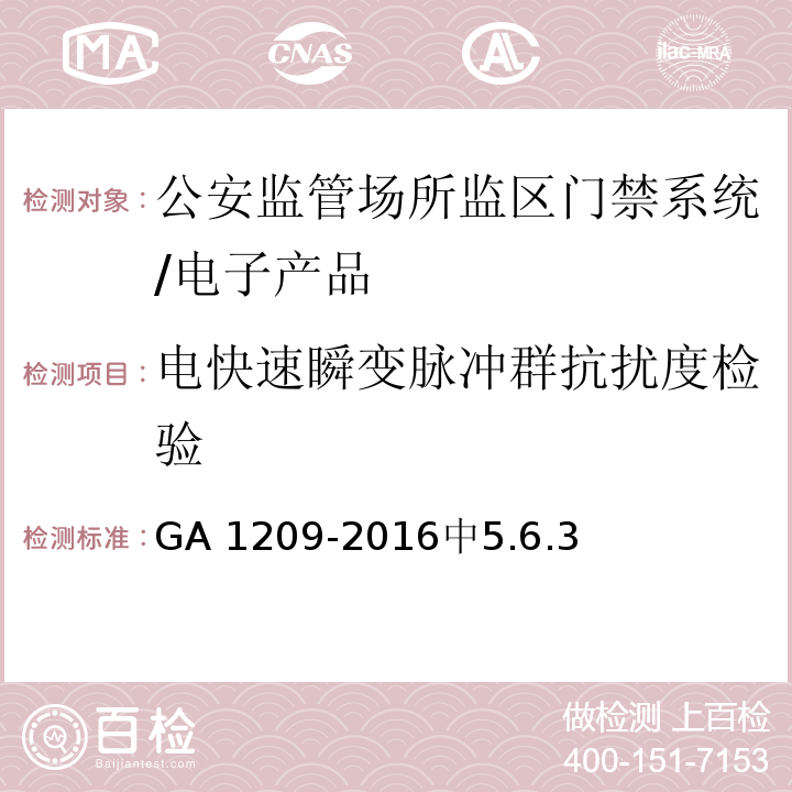 电快速瞬变脉冲群抗扰度检验 GA 1209-2016 公安监管场所监区门禁系统